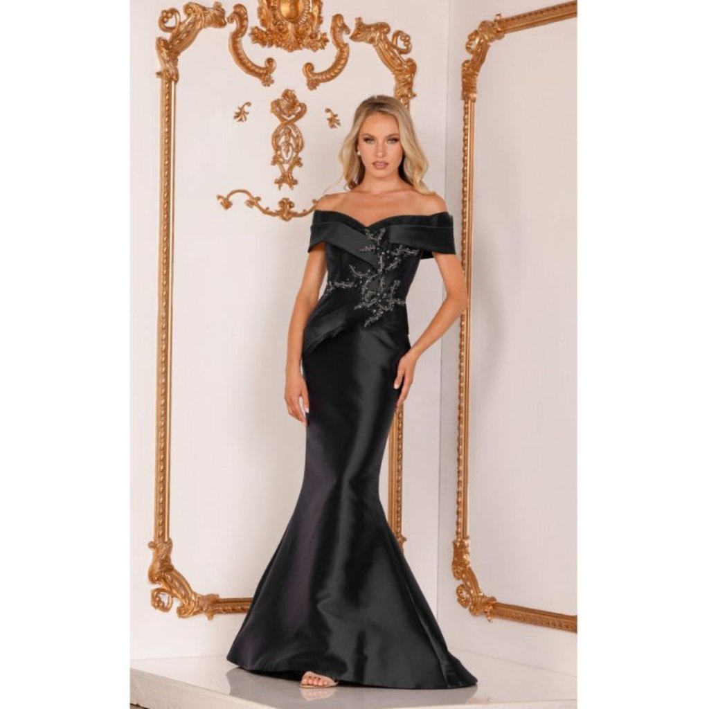 Clearance Black 2011m2159 Elegant Formal Off-Shoulder Long Evening Premium Dress